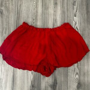 Free People Red Elastic Flowy Shorts